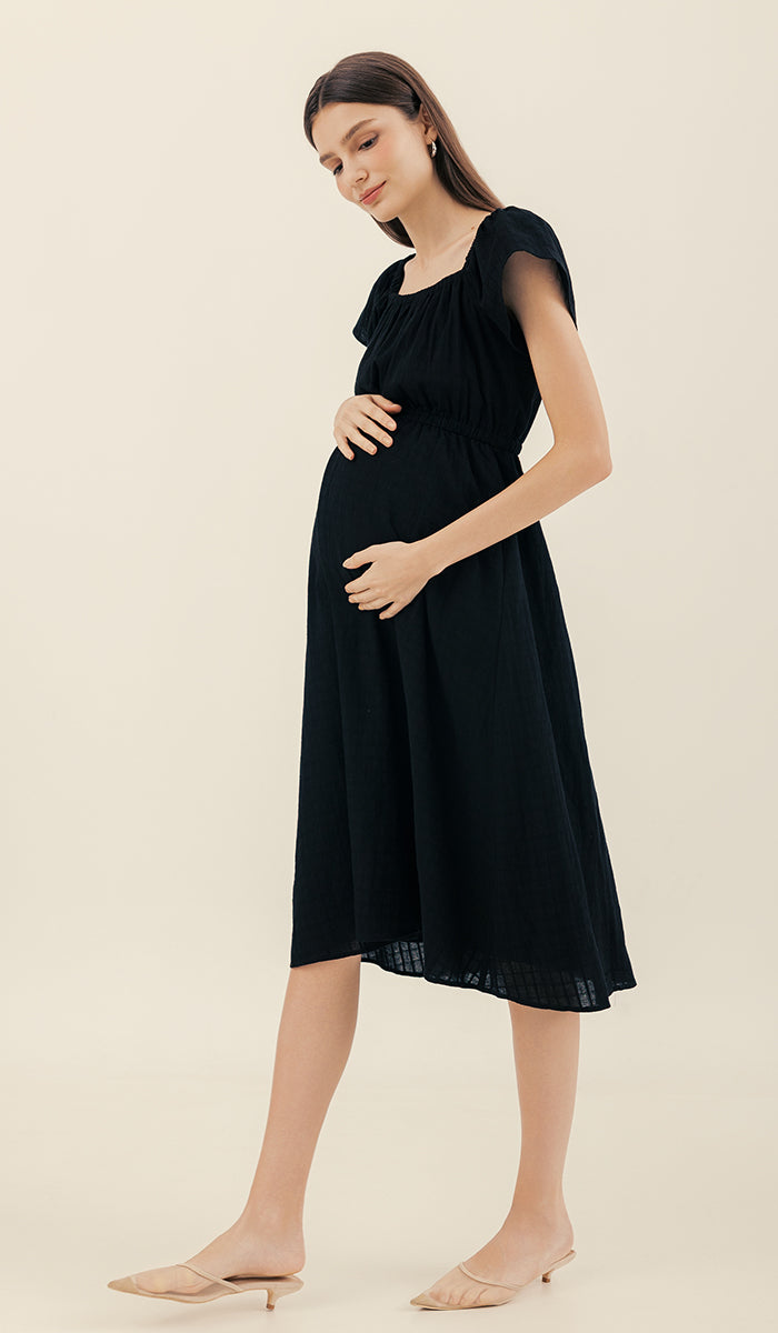 AMARA ELASTIC NECKLINE DRESS BLACK Dear Collective AMARA ELASTIC NECKLINE DRESS BLACK Dear Collective