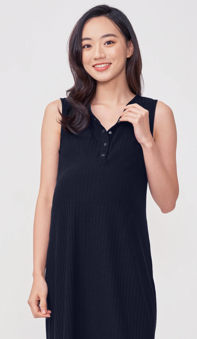 ERIN RIBBED MIDI DRESS BLACK