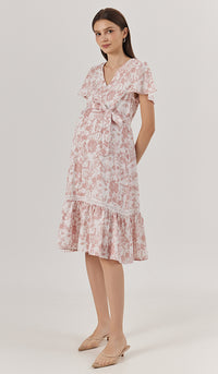 KIN CROCHET TRIM NURSING DRESS PINK