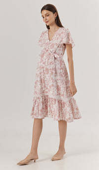 KIN CROCHET TRIM NURSING DRESS PINK