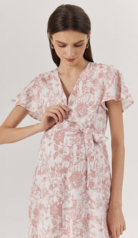 KIN CROCHET TRIM NURSING DRESS PINK