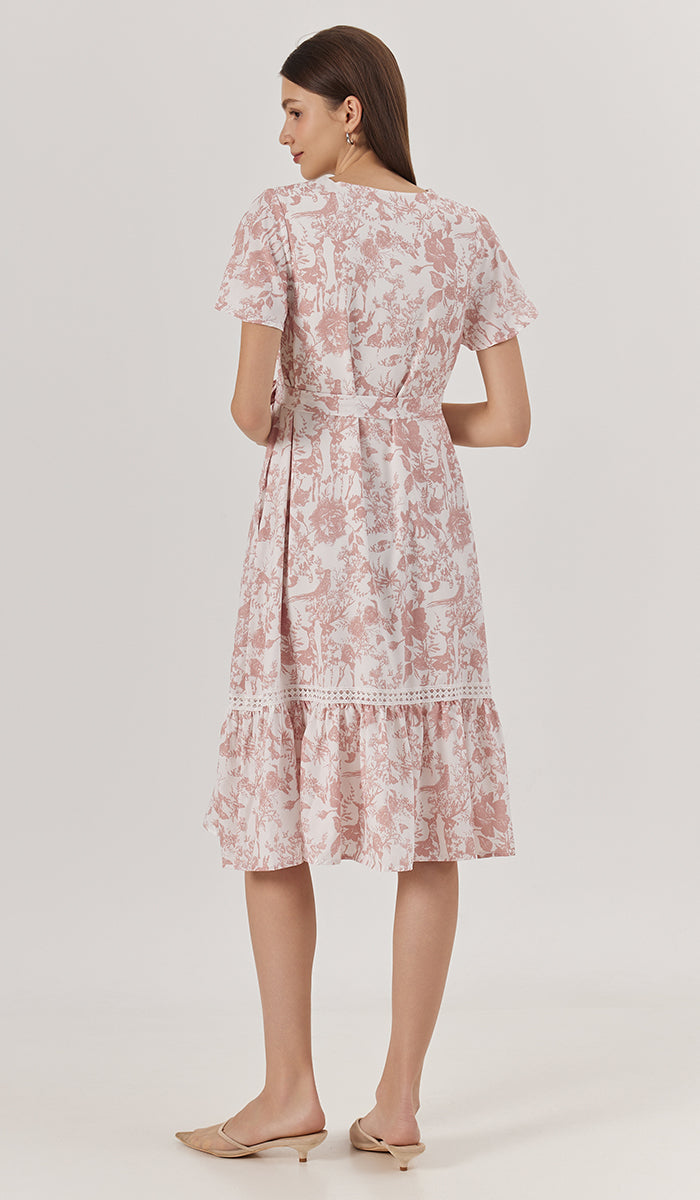 KIN CROCHET TRIM NURSING DRESS PINK