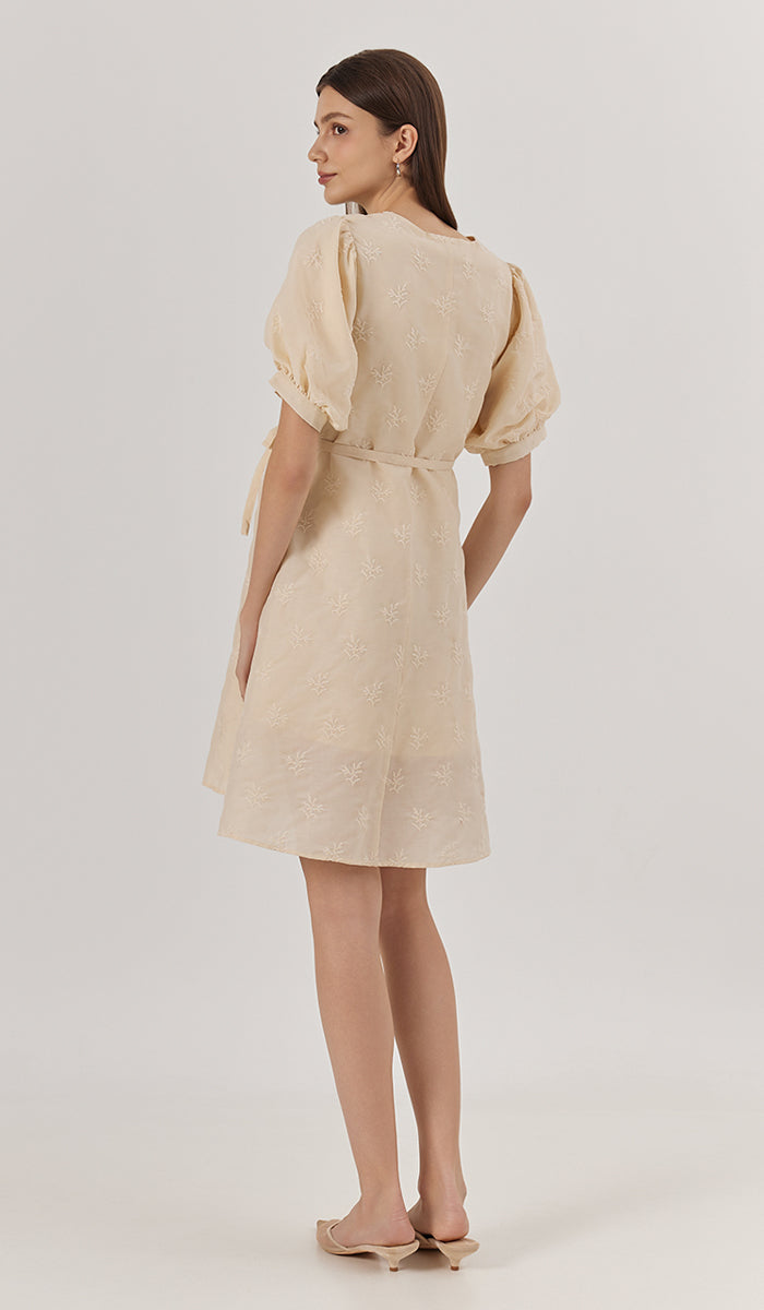 NAMI EMBROIDERY NURSING DRESS SAND