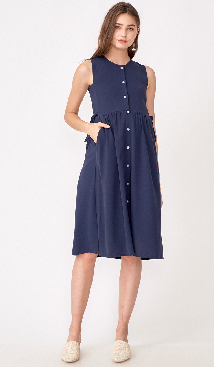 CARL BUTTONDOWN NURSING DRESS NAVY