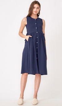 CARL BUTTONDOWN NURSING DRESS NAVY