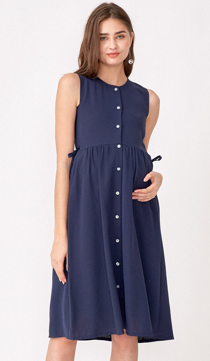 CARL BUTTONDOWN NURSING DRESS NAVY