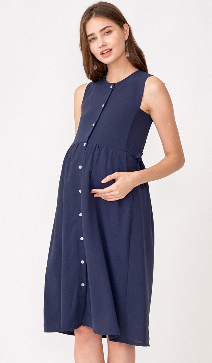 CARL BUTTONDOWN NURSING DRESS NAVY