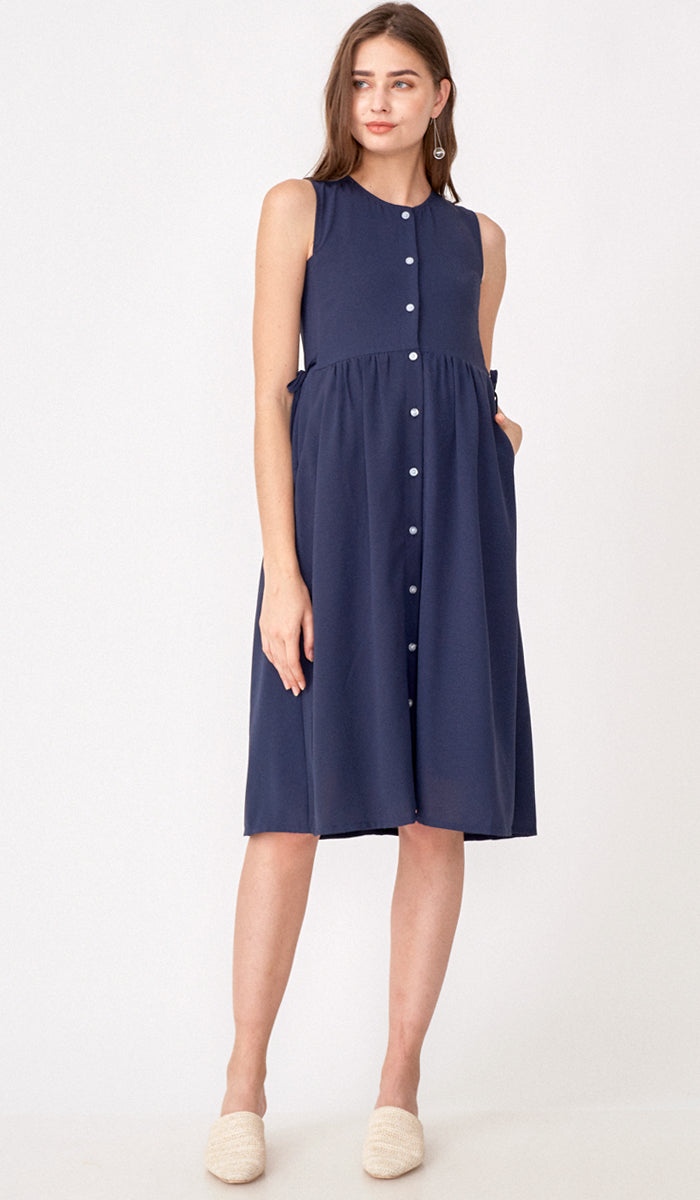 CARL BUTTONDOWN NURSING DRESS NAVY