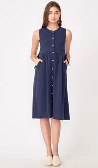 CARL BUTTONDOWN NURSING DRESS NAVY