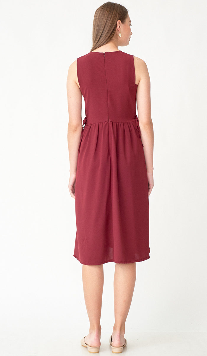 CARL BUTTONDOWN NURSING DRESS BURGUNDY