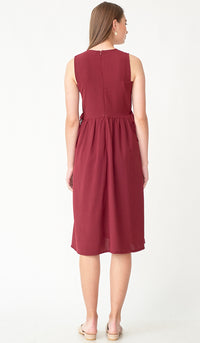 CARL BUTTONDOWN NURSING DRESS BURGUNDY