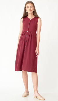 CARL BUTTONDOWN NURSING DRESS BURGUNDY