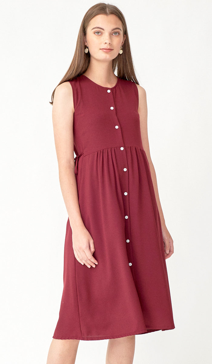 CARL BUTTONDOWN NURSING DRESS BURGUNDY