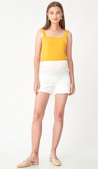 NADIA DENIM MATERNITY SHORTS WHITE