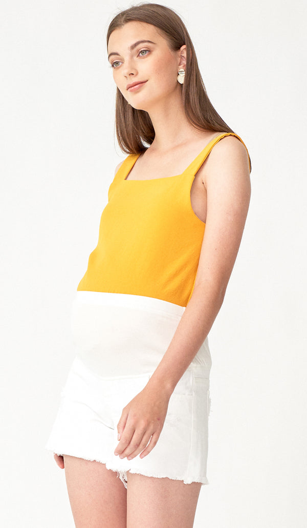 NADIA DENIM MATERNITY SHORTS WHITE