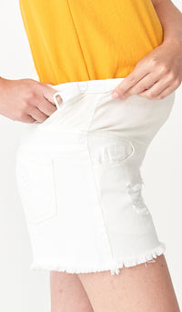 NADIA DENIM MATERNITY SHORTS WHITE