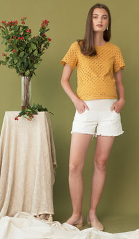 NADIA DENIM MATERNITY SHORTS WHITE