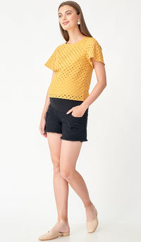 NADIA DENIM MATERNITY SHORTS BLACK