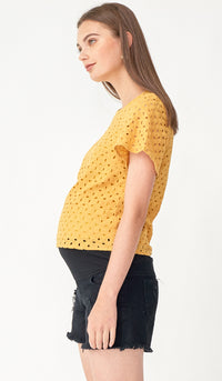 NADIA DENIM MATERNITY SHORTS BLACK