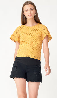 NADIA DENIM MATERNITY SHORTS BLACK