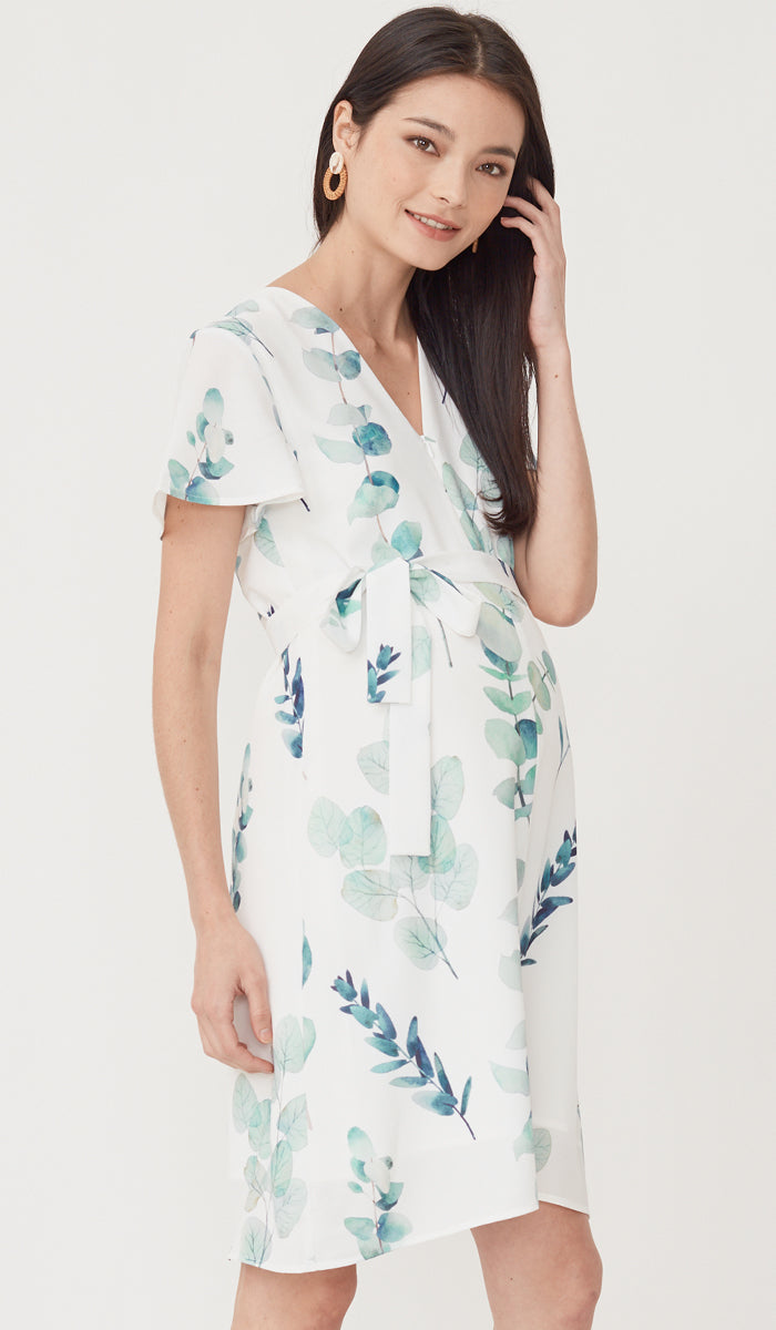 FOLIAGE FRONT ZIP NURSING DRESS