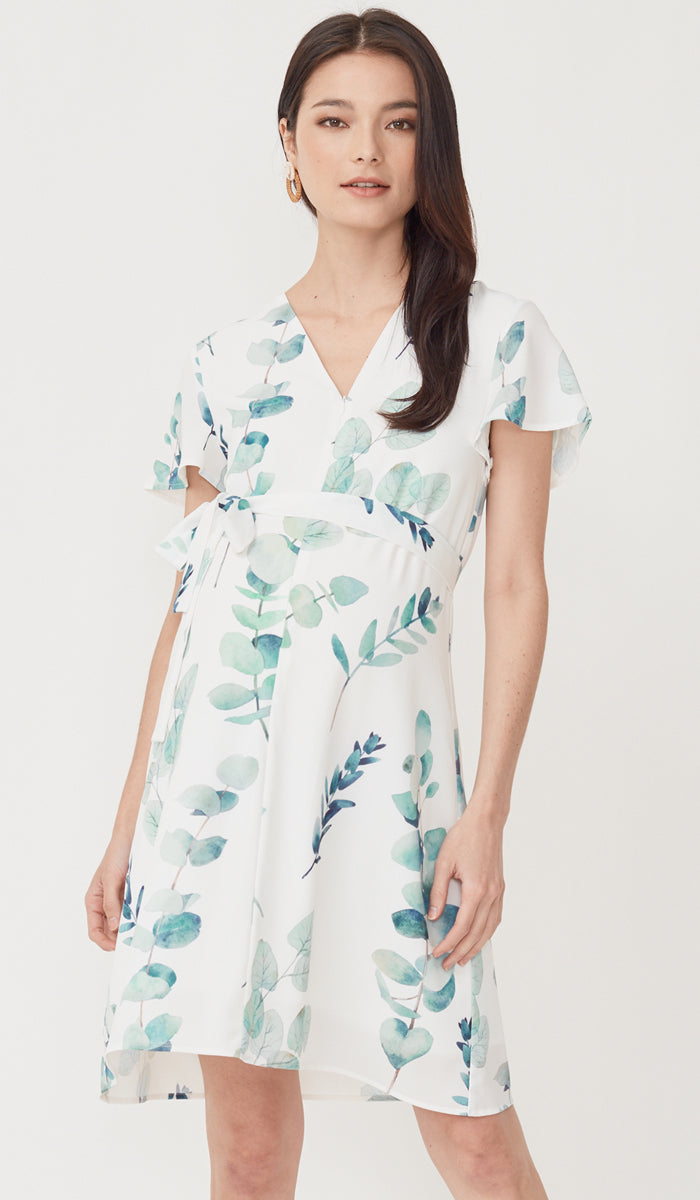 FOLIAGE FRONT ZIP NURSING DRESS