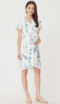 FOLIAGE FRONT ZIP NURSING DRESS