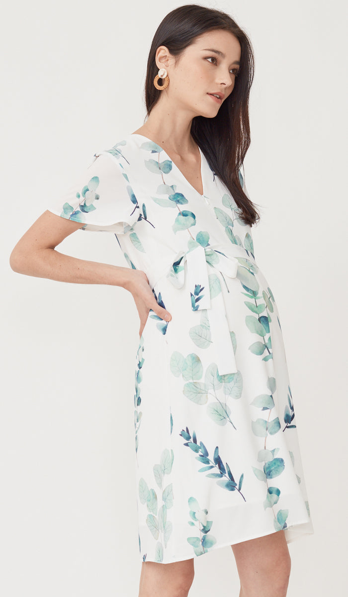 FOLIAGE FRONT ZIP NURSING DRESS