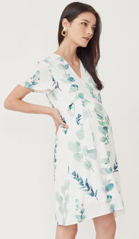 FOLIAGE FRONT ZIP NURSING DRESS