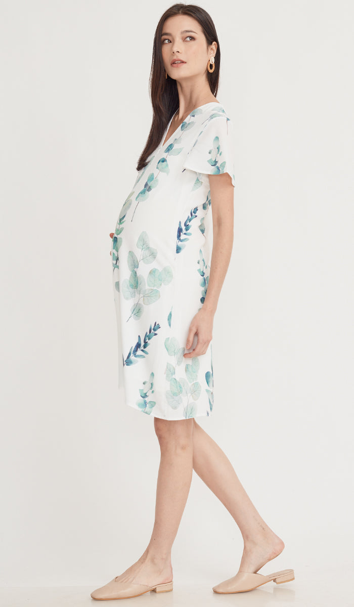 FOLIAGE FRONT ZIP NURSING DRESS