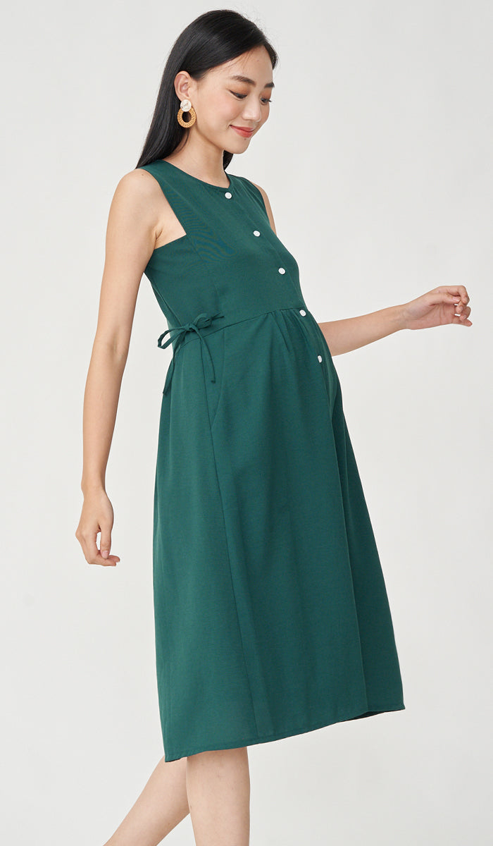 CARL BUTTONDOWN NURSING DRESS GREEN