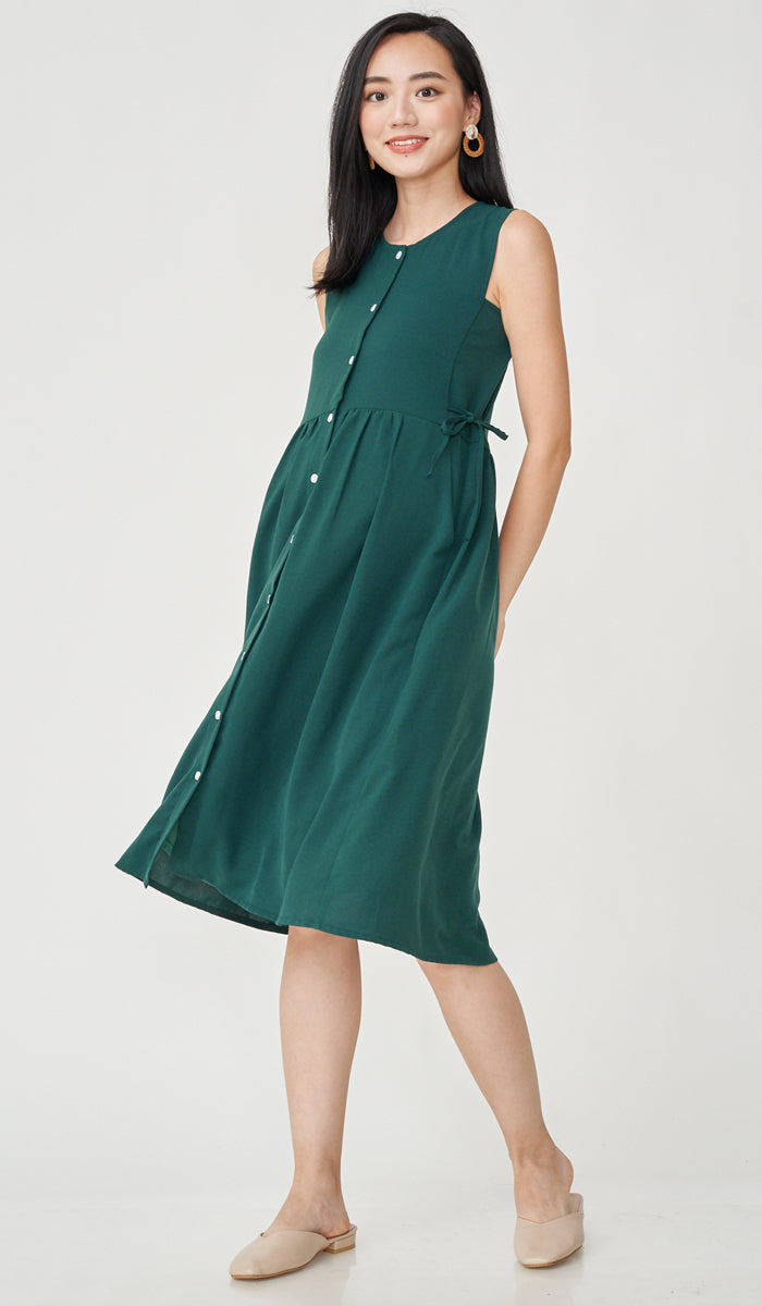 CARL BUTTONDOWN NURSING DRESS GREEN