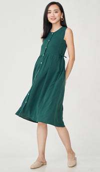 CARL BUTTONDOWN NURSING DRESS GREEN