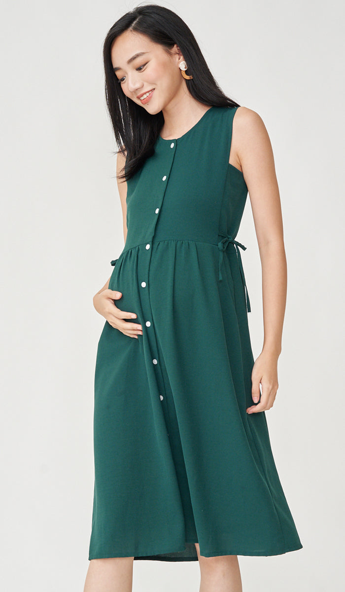 CARL BUTTONDOWN NURSING DRESS GREEN
