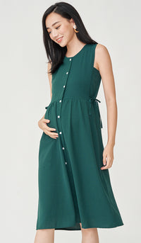 CARL BUTTONDOWN NURSING DRESS GREEN