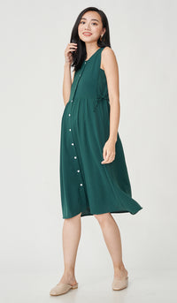 CARL BUTTONDOWN NURSING DRESS GREEN