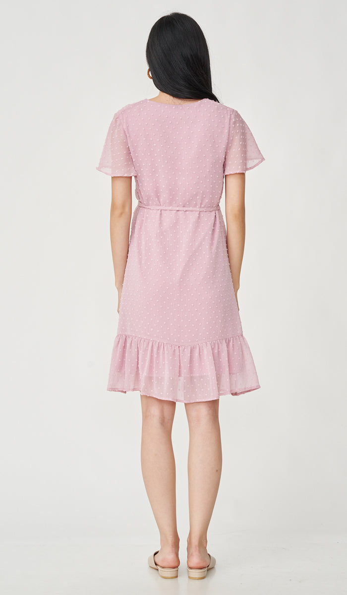 EIRA DOT TEXTURED NURSING DRESS PINK