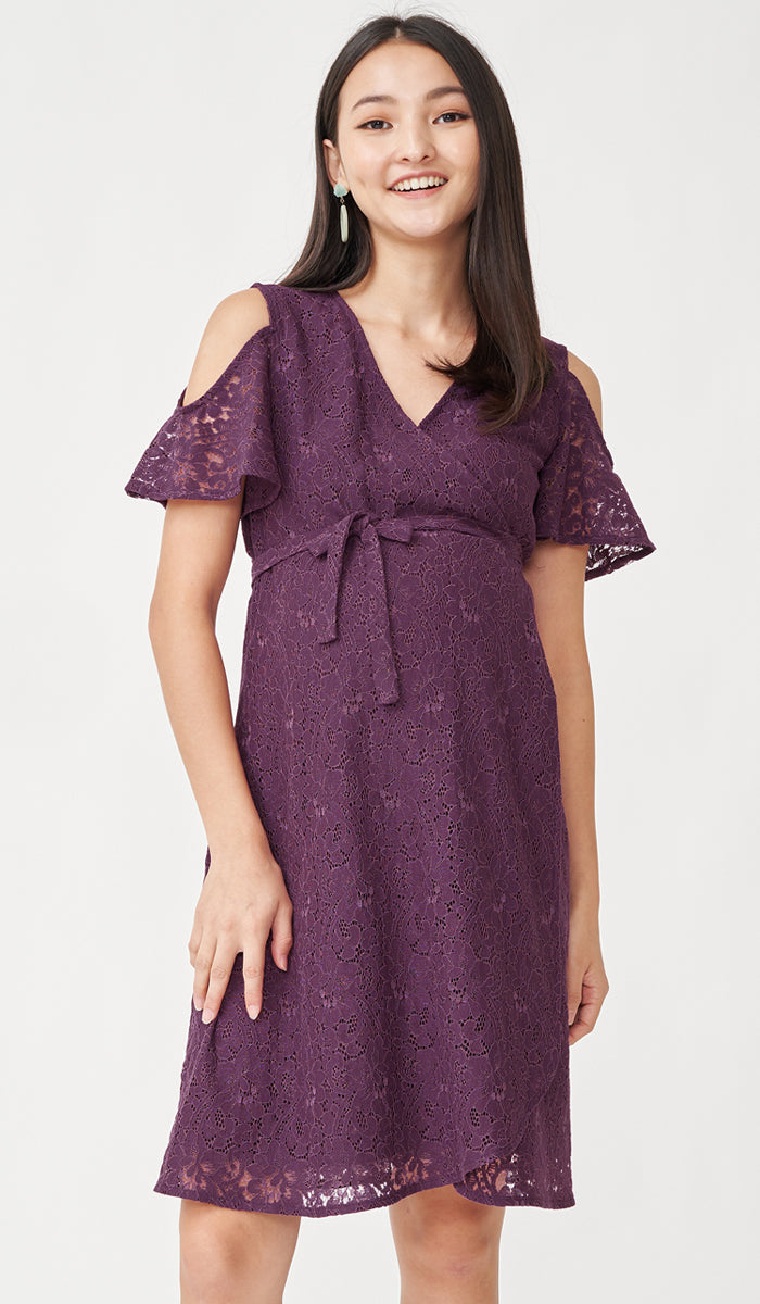 SALE - ZARA DROP SLEEVE LACE DRESS PLUM
