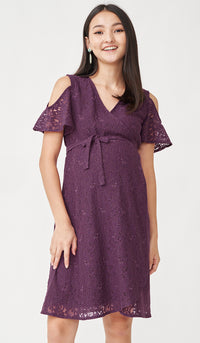SALE - ZARA DROP SLEEVE LACE DRESS PLUM