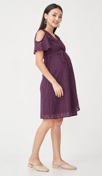 SALE - ZARA DROP SLEEVE LACE DRESS PLUM