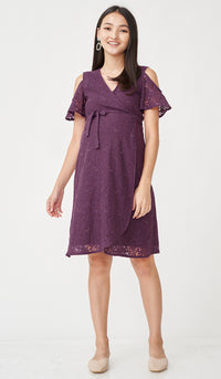 SALE - ZARA DROP SLEEVE LACE DRESS PLUM