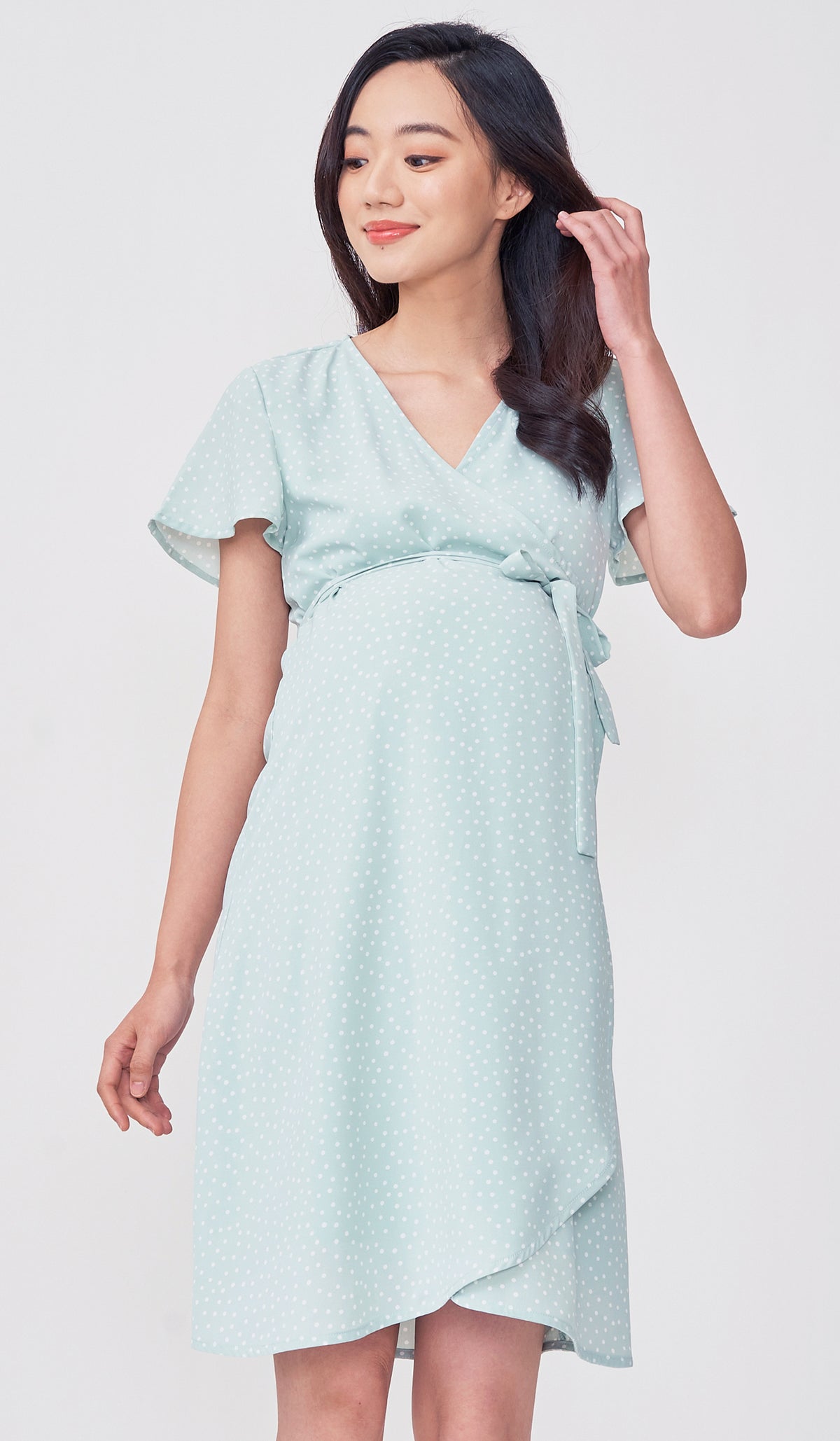 ABBY DOTTED WRAP DRESS MINT