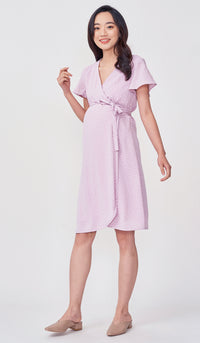 ABBY DOTTED WRAP DRESS LILAC