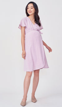 ABBY DOTTED WRAP DRESS LILAC