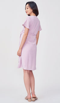 ABBY DOTTED WRAP DRESS LILAC
