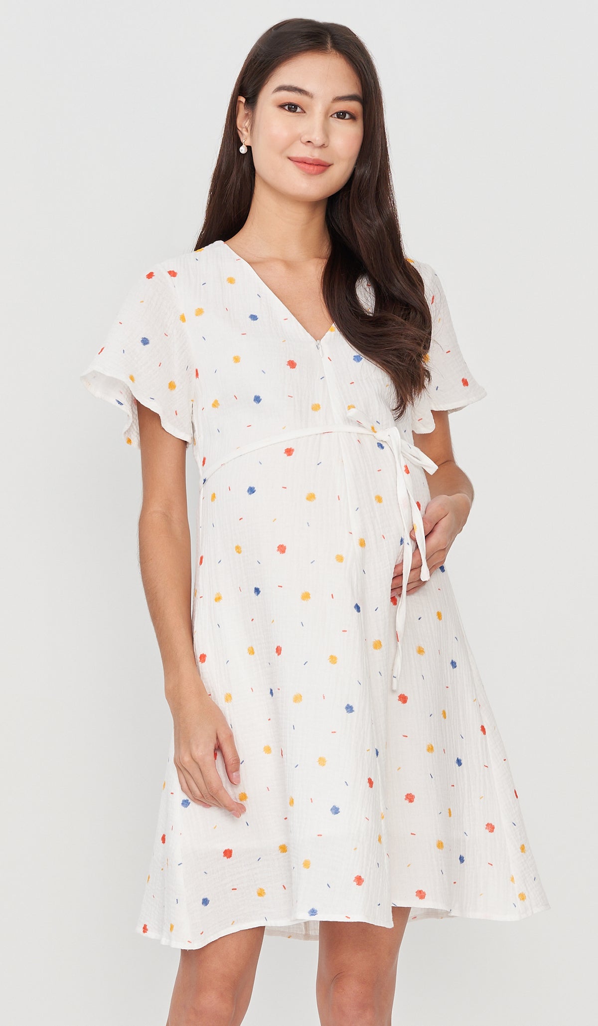 ALISA PRINTED FRONT ZIP NURSING DRESS