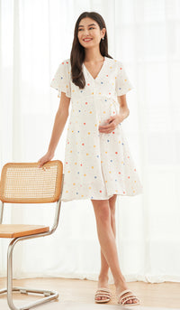 ALISA PRINTED FRONT ZIP NURSING DRESS