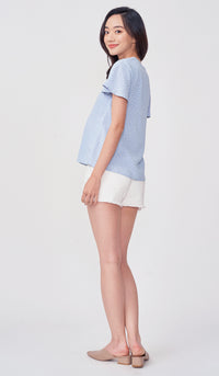 BREA DOTTED FRONT ZIP NURSING TOP BLUE