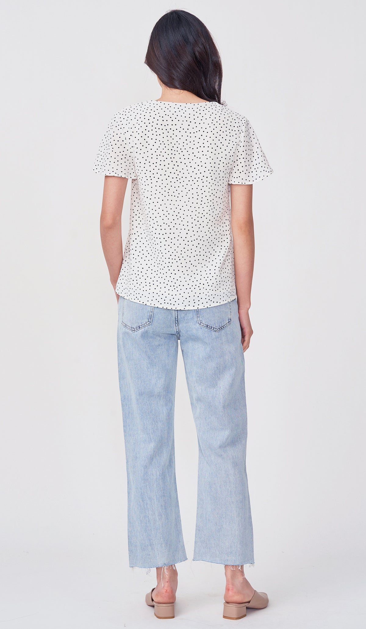 BREA DOTTED FRONT ZIP NURSING TOP WHITE