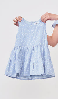 CAMMIE DOTTED KIDS DRESS BLUE